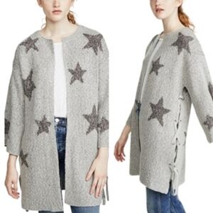 Cupcakes and Cashmere Etoile light Grey Cotton Blend Open Cardigan Womens Size M